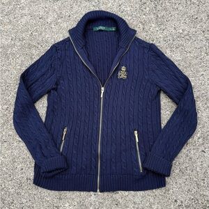 Lauren Ralph Lauren Navy Zip-Up Sweater size XS